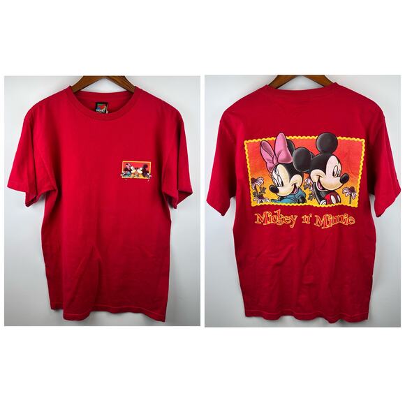 Vintage Y2k Disney Mickey Unlimited Shirt Mickey and Minnie Double sided Size M - Picture 1 of 9